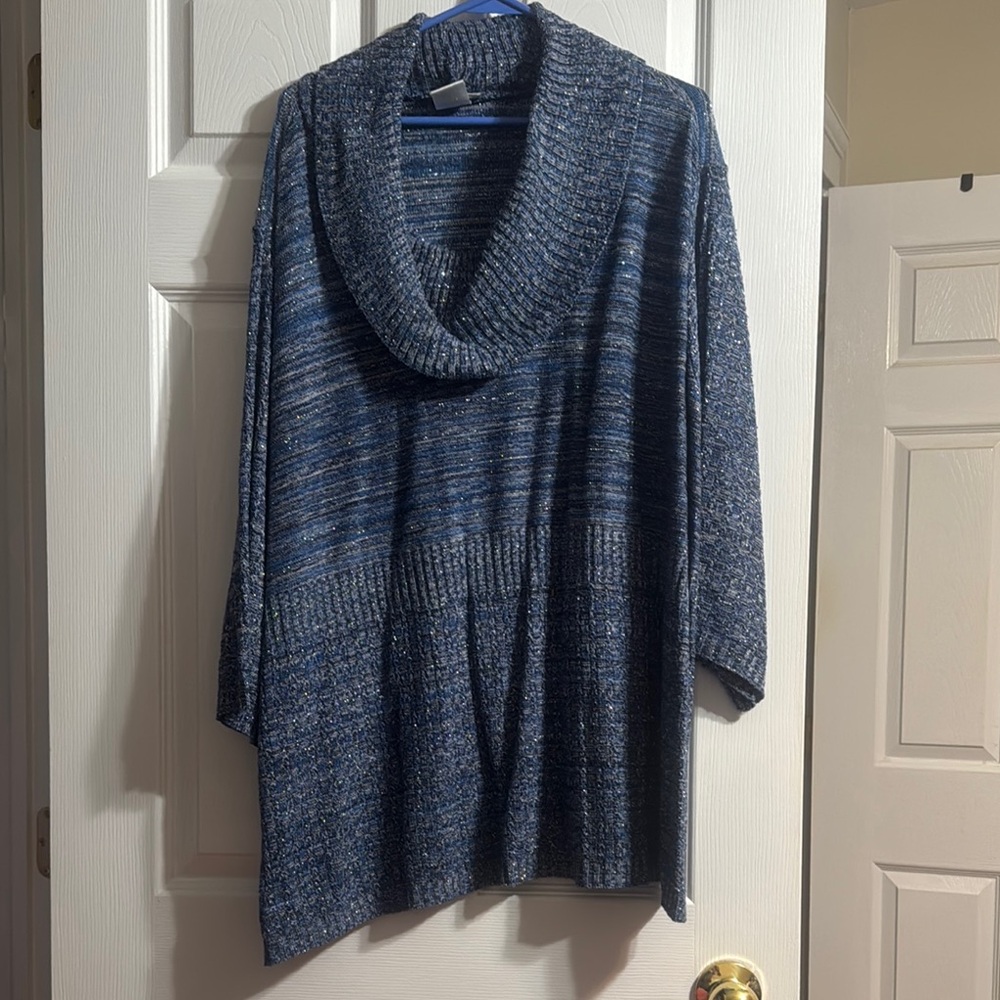 Blue Cowl Neck Women's Sweater